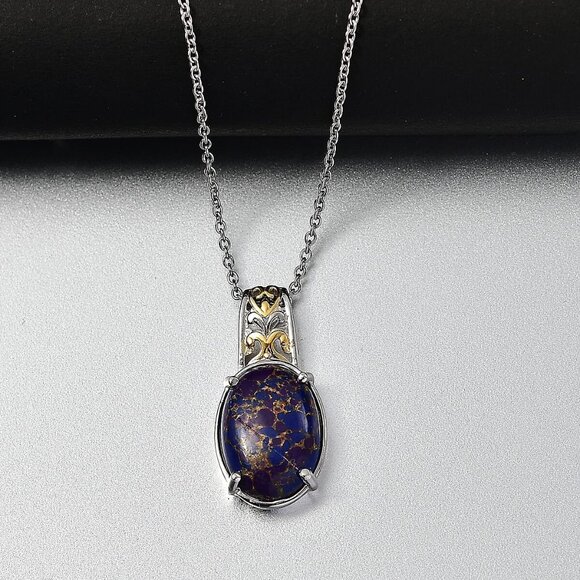 Necklace Malagasy Labradorite 12.25 ctw Platinum Bond with Stainless Steel 20" - Picture 2 of 8